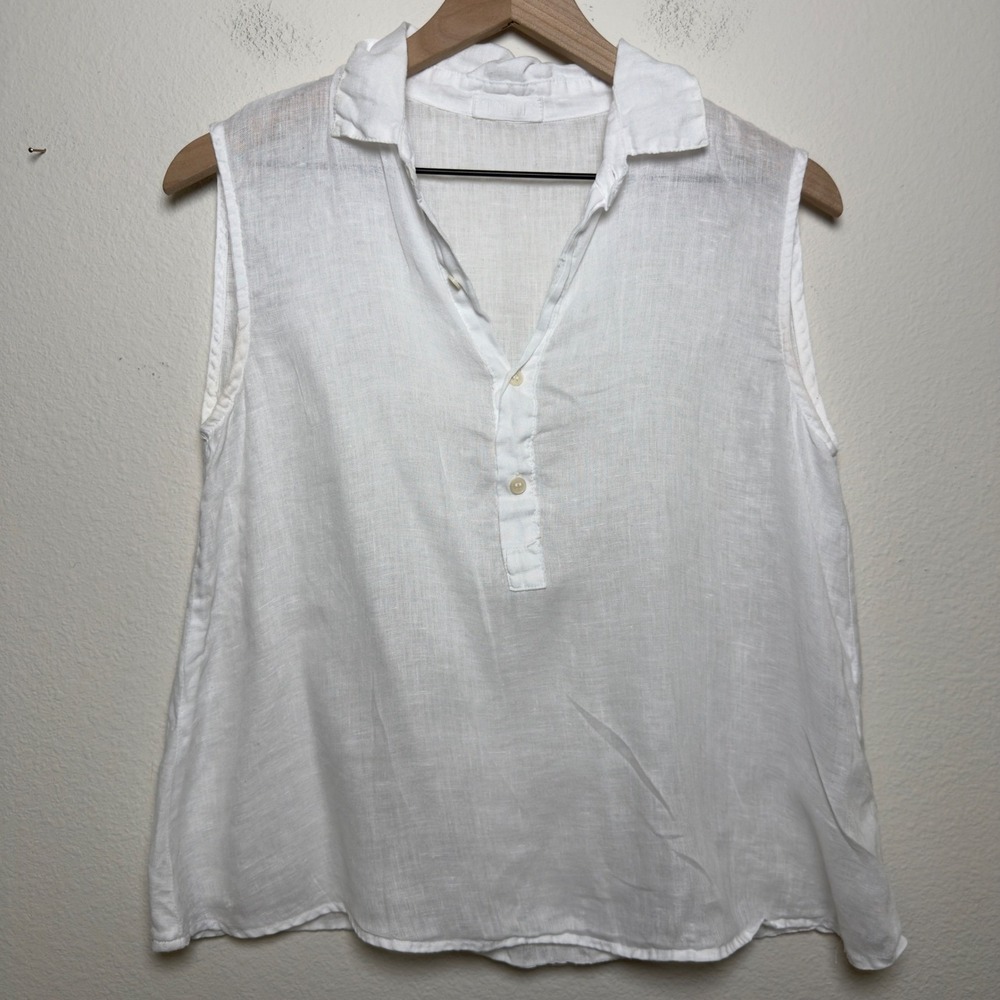 CP Shades Women 100% Linen Top Small‎ White Lagenlook Sleeveless Coastal